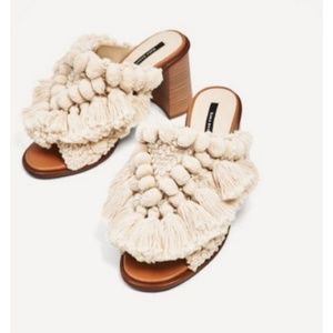 Zara pompom mules
